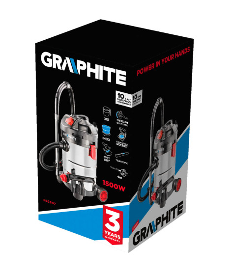 Odkurzacz warsztatowy 1500W, zbiornik 30l