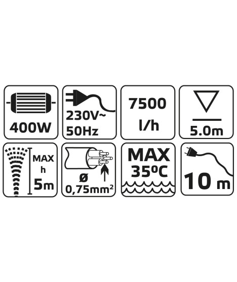 Pompa zanurzeniowa do wody brudnej 400W, wydajność 7500 l/godz.