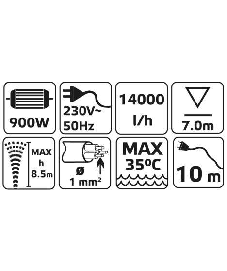 Pompa zanurzeniowa do wody brudnej 900W, wydajność 14 000 l/godz.
