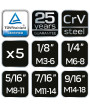 Wykrętaki do zerwanych śrub, zestaw 5 szt.
