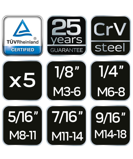 Wykrętaki do zerwanych śrub, zestaw 5 szt.