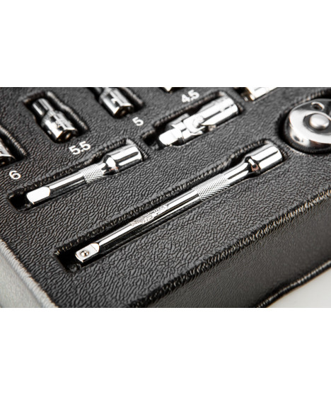 Klucze nasadowe 1/4", zestaw 19 szt., wkładka
