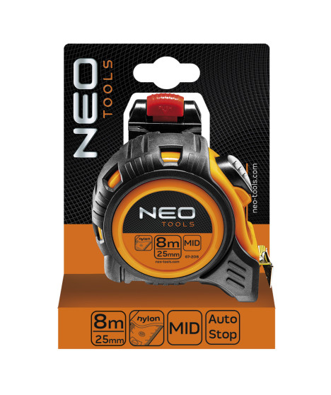 Miara zwijana stalowa 8 m x 25 mm, autostop, zaczep