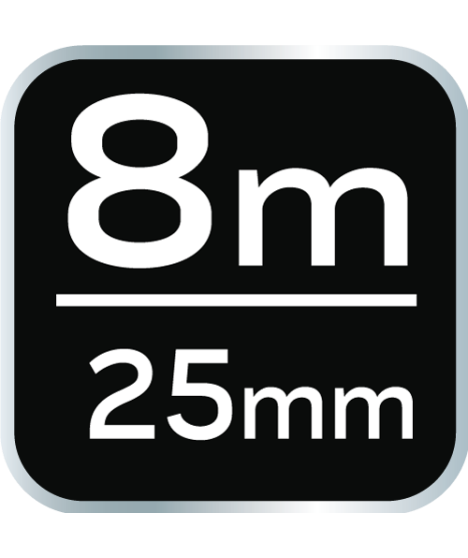 Miara zwijana stalowa 8 m x 25 mm, autostop, zaczep