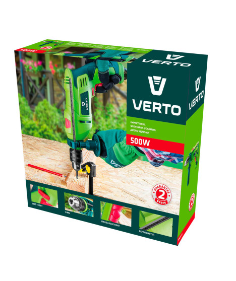 Wiertarka udarowa 500W, uchwyt kluczykowy 13 mm, obroty 0-3000 min⁻¹