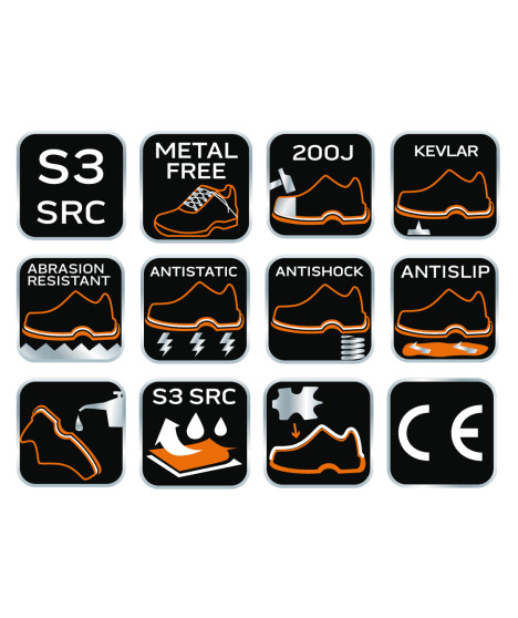 Trzewiki robocze S3 SRC, bez metalu, rozmiar 40