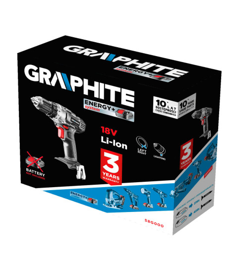 Wiertarko-wkrętarka akumulatorowa Energy+ 18V, Li-Ion, uchwyt samozaciskowy 10 mm, bez akumulatora